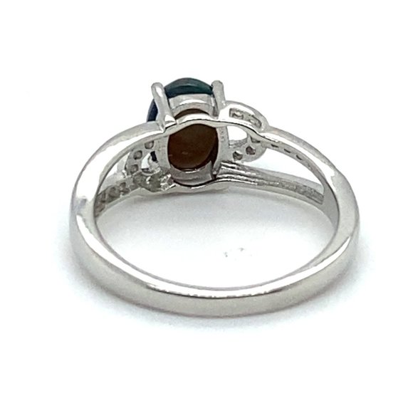 Black Opal 1.18ct Platinum Finish Solid 925 Sterling Silver Ring - Picture 4 of 6